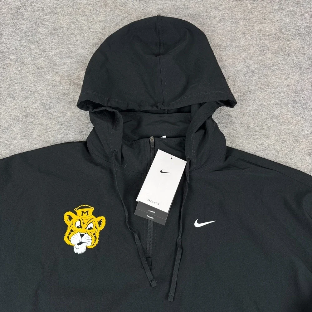 Nike Dri Fit Missouri Tigers Pro Half Zip Packable Jacket Black Womens Large L